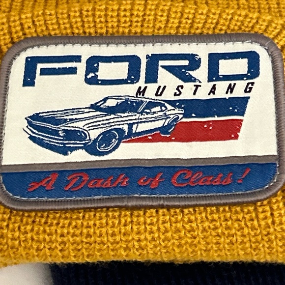 Ford Mustang Men’s Two Pack Beanies Navy & Gold Branded W/logo License Set Of 2 - Picture 4 of 13